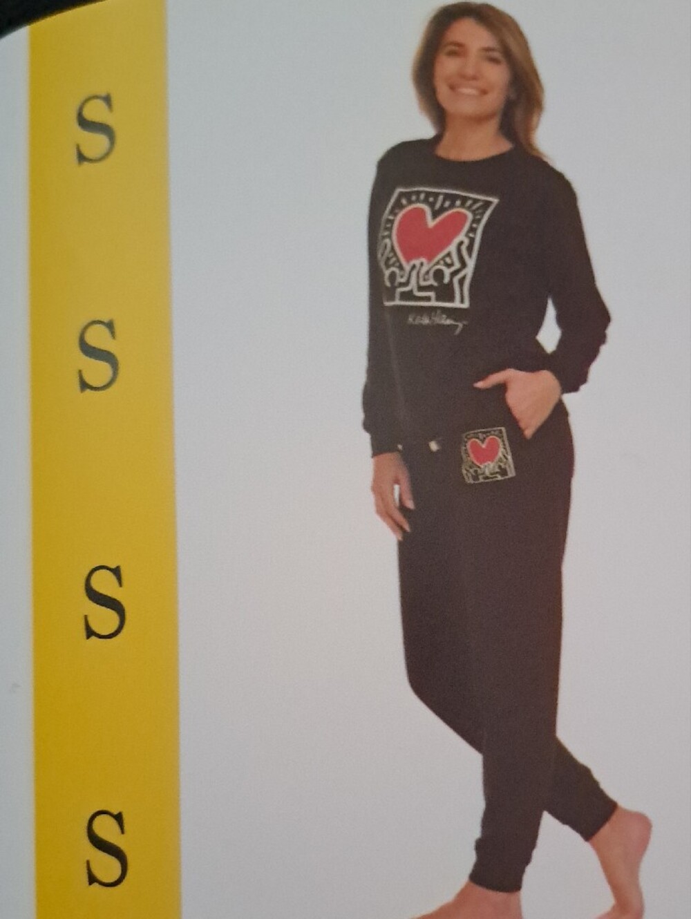 Keith Haring Ladies Lounge Set - Black & Red Long Sleeve Crew with Joggers - Picture 3 of 4